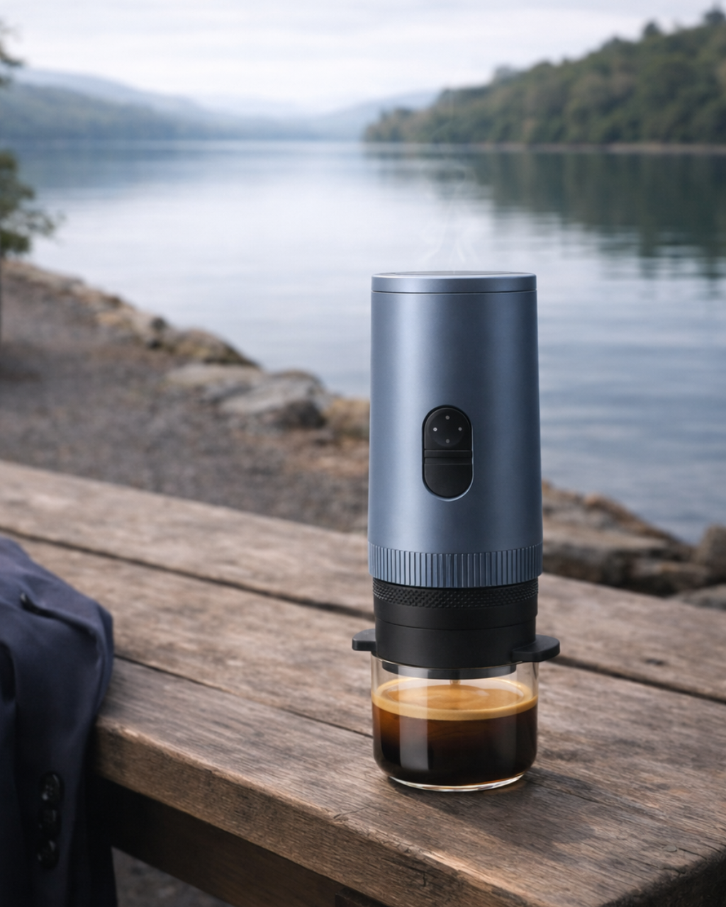 Mile One Espresso: Self-Heating Portable Espresso Maker - Stone