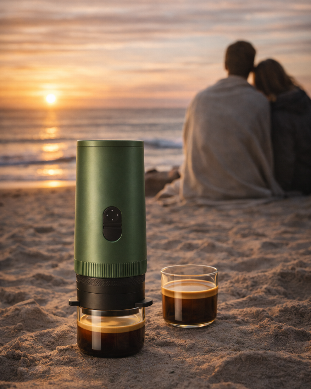 Mile One Espresso: Self-Heating Portable Espresso Maker - Olive