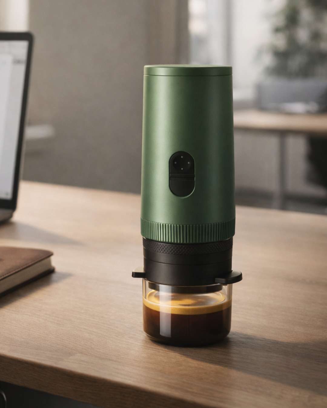 Mile One Espresso: Self-Heating Portable Espresso Maker - Olive