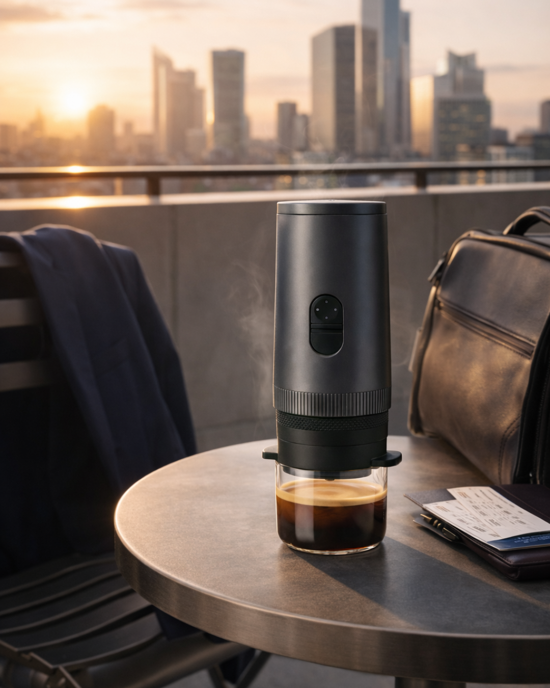 Mile One Espresso: Self-Heating Portable Espresso Maker - Ash